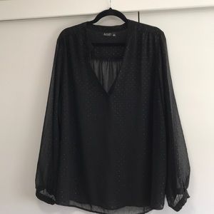 Sheer black polka dot blouse